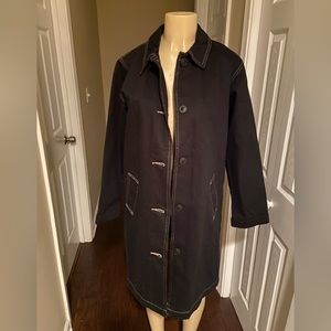 Long black jean coat